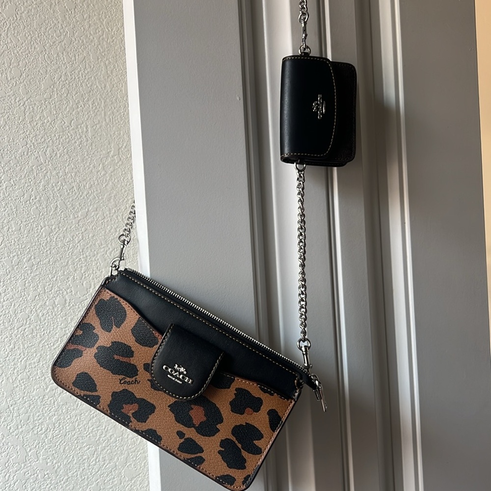 Coach Leopard Print Key & Card Holder Set